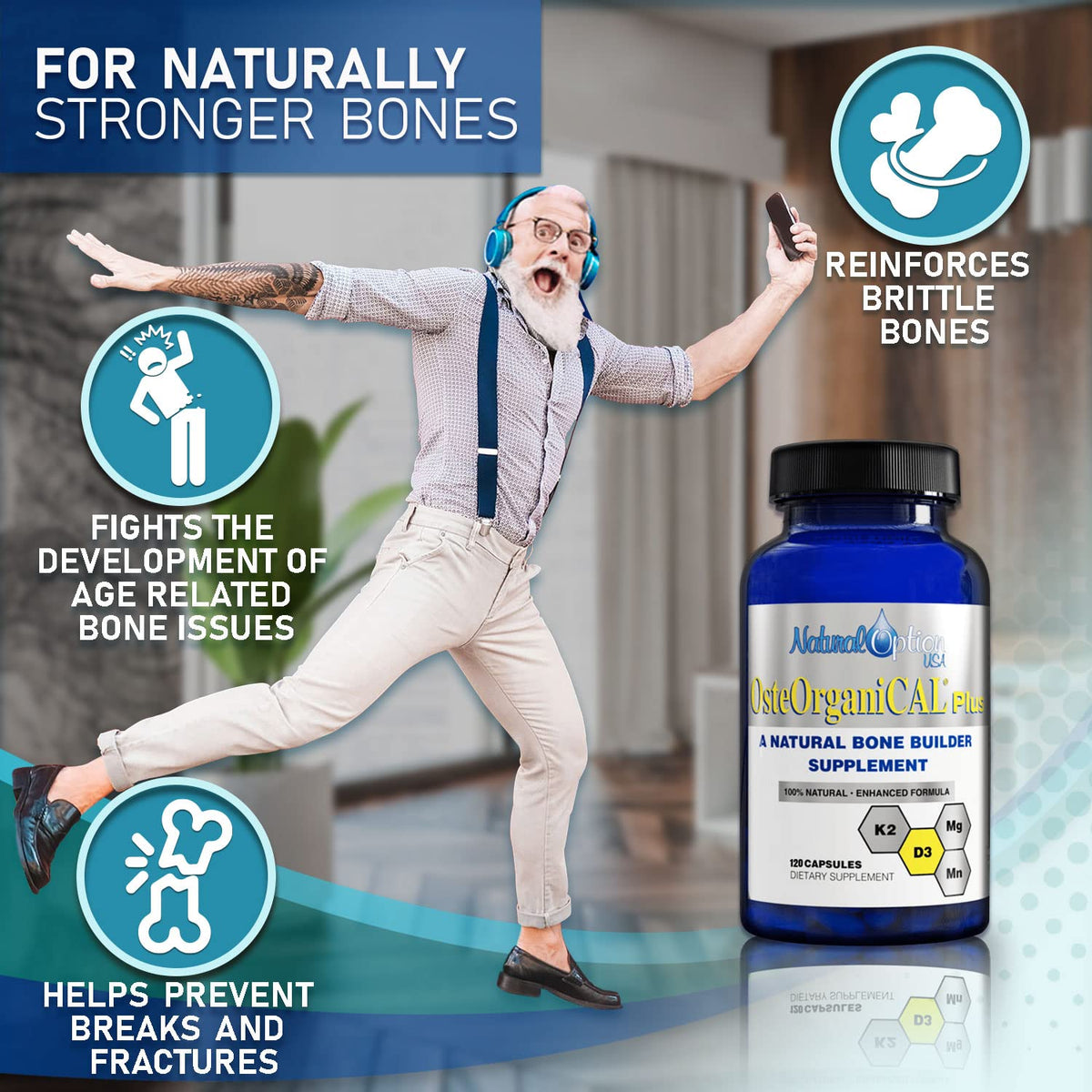 Osteorganical Calcium d'Algue 120 gélules en main