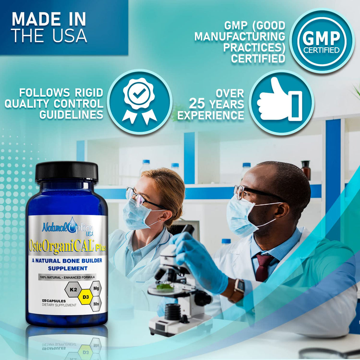 Osteorganical Calcium d'Algue 120 gélules sur un fond naturel