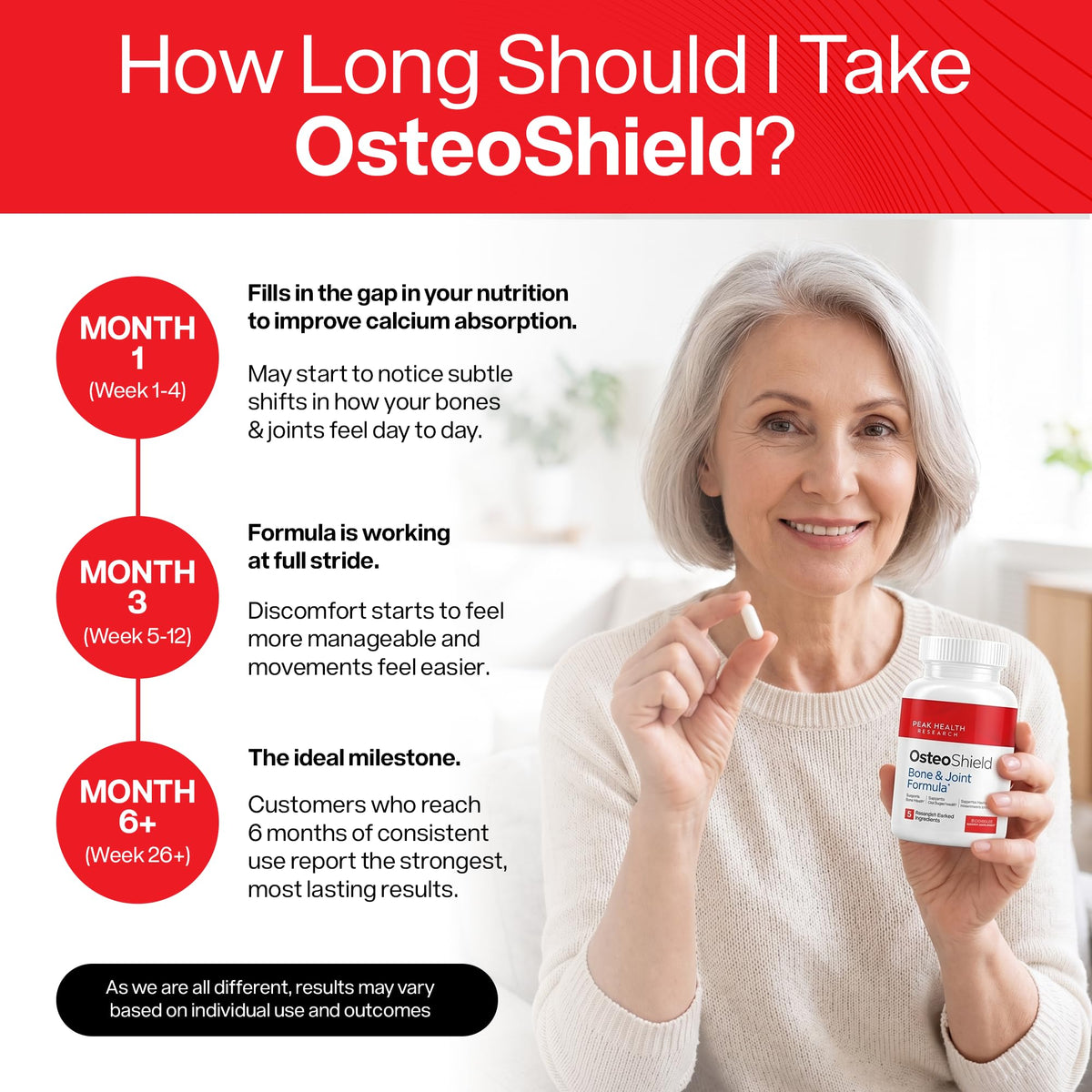 OsteoShield Complément Alimentaire Calcium sur table en bois