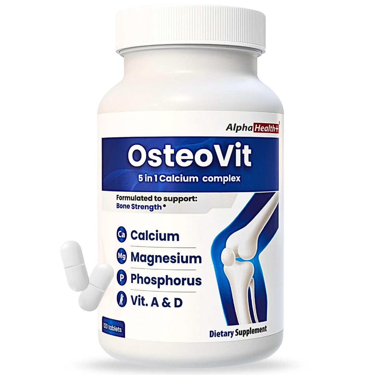 OsteoVit 5-en-1 Calcium 120 comprimés vue de face