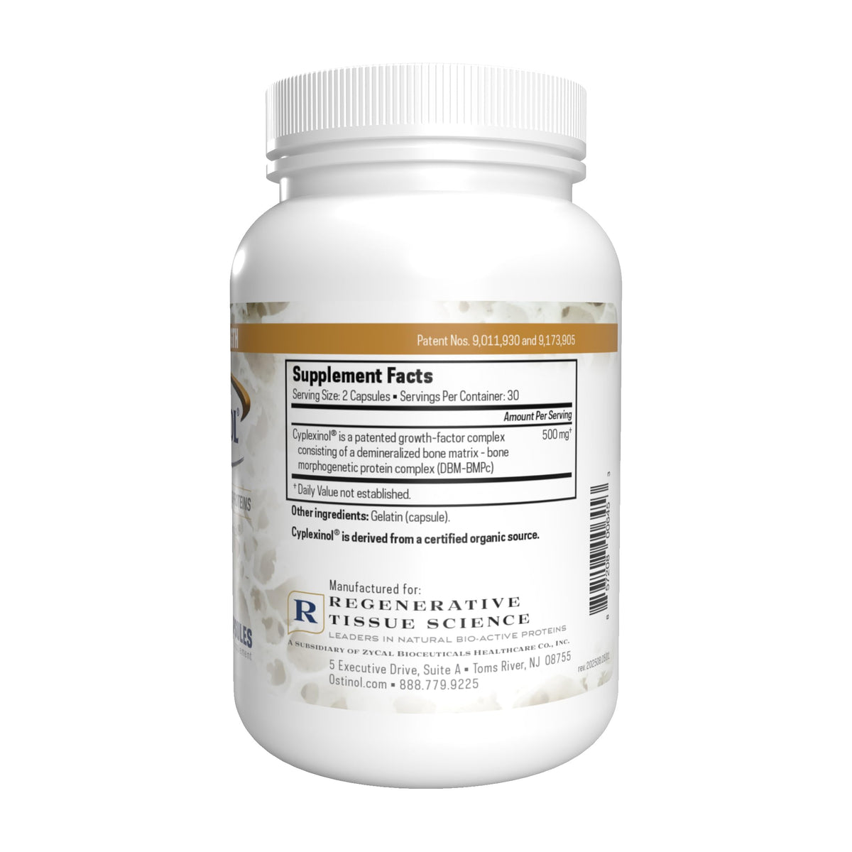 Ostinol Maximum Strength 500 mg - vue arrière de l'emballage