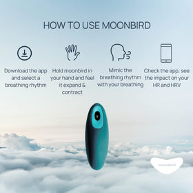 Outil de respiration moonbird bleu vert dans une main