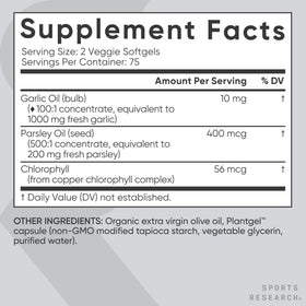 Ouverture de la boîte d'Huile d'Ail sans Odeur Sports Research montrant les capsules