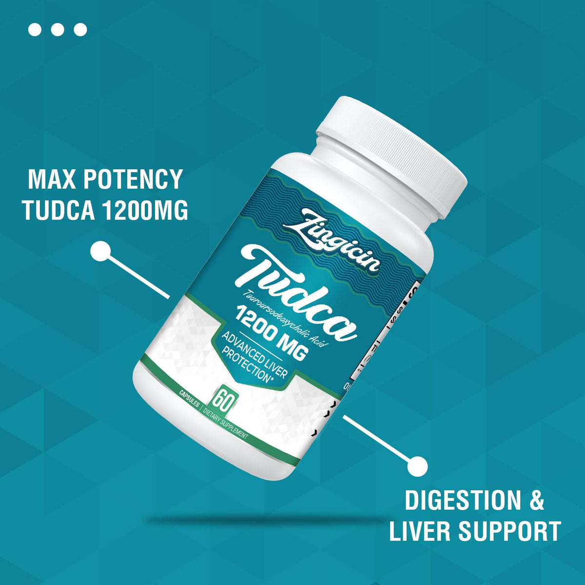 Ouverture du flacon Zingicin TUDCA 1200mg montrant les capsules