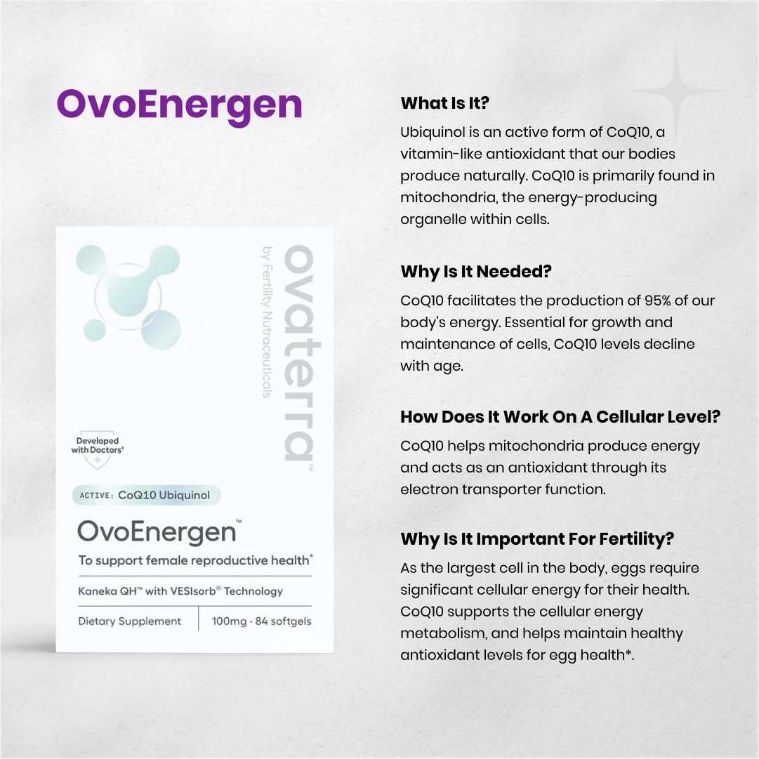 Ovaterra OvoEnergen CoQ10 100mg gélules sur une table