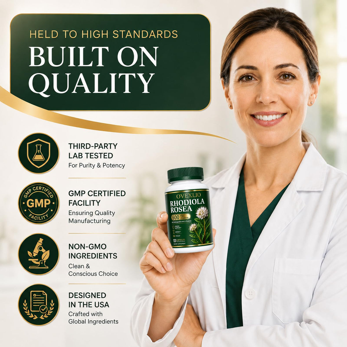 OVEXLIO Rhodiola Rosea 600mg avec des ingrédients naturels