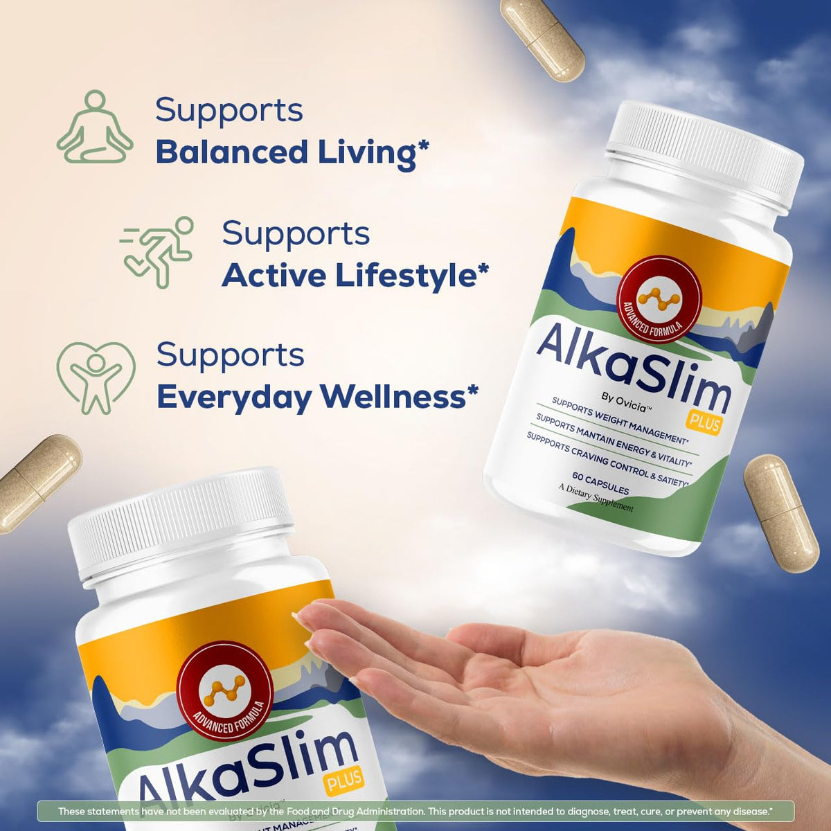 OVICIA Alka Slim Plus Capsules, gélules sur une surface blanche