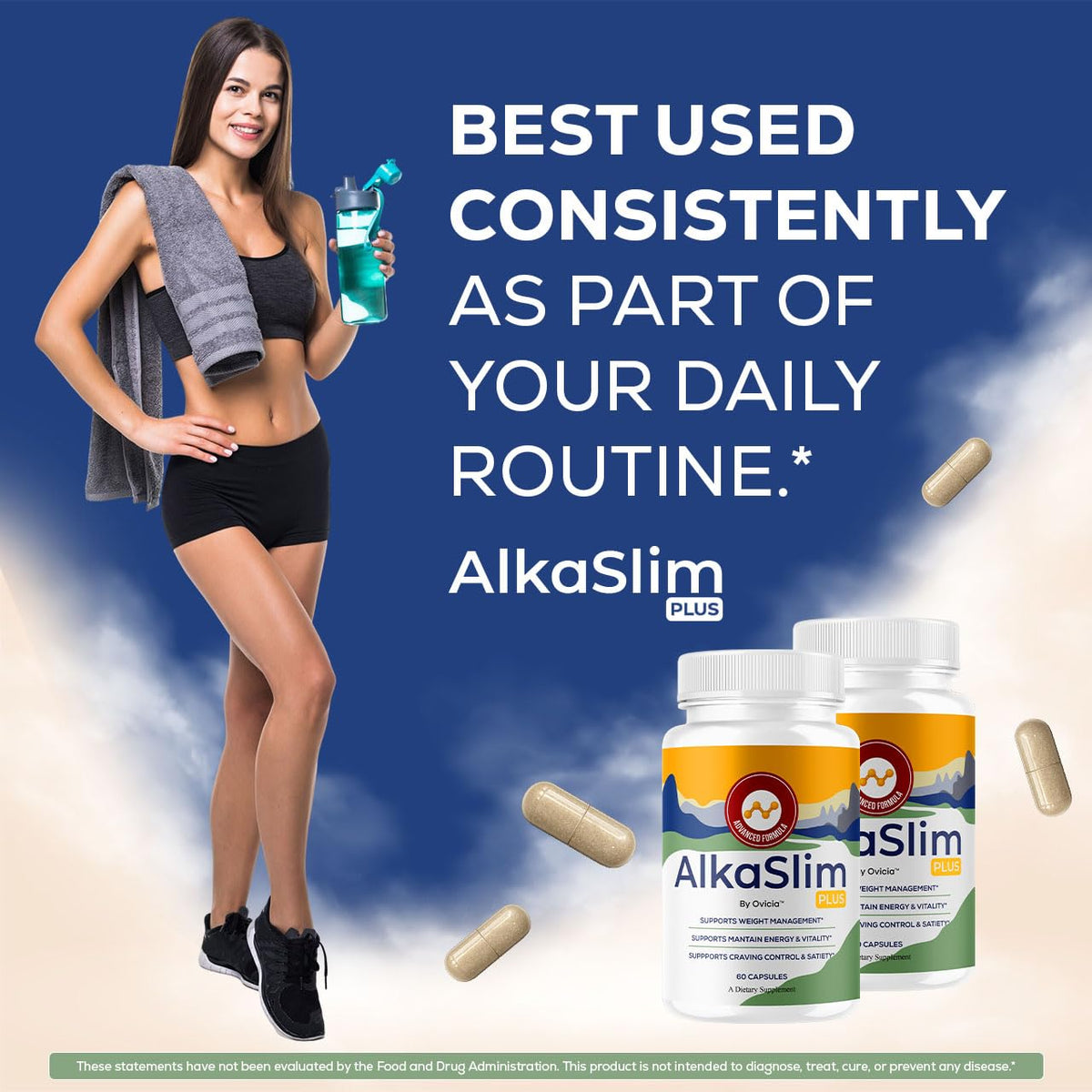 OVICIA Alka Slim Plus Capsules, prise de deux gélules dans une main