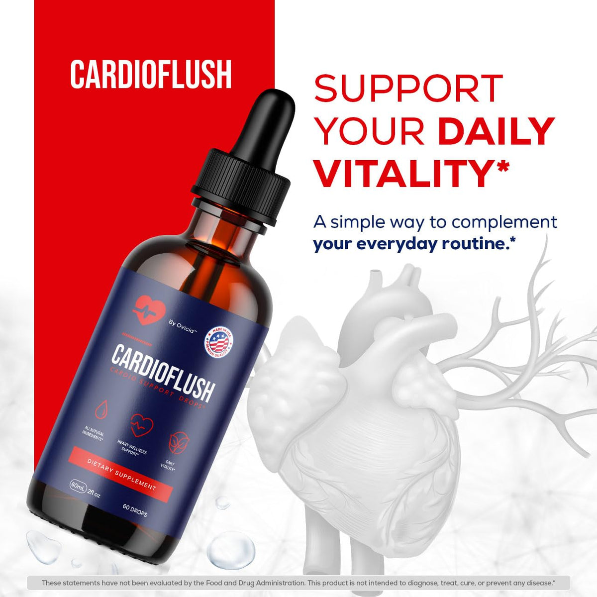 OVICIA Cardioflush Drops étiquette avec ingrédients