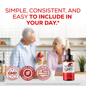 OVICIA Glyco Reset Drops sur une table avec fruits