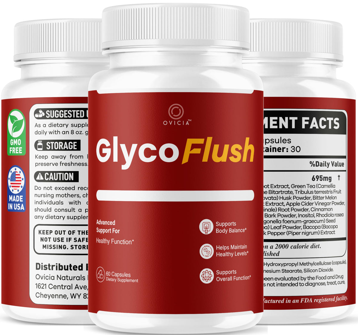 OVICIA GlycoFlush gélules sur un fond neutre