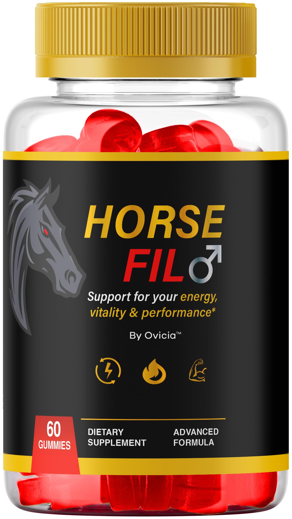 OVICIA Horsefil Gummies 60 gummies vue avant avec emballage