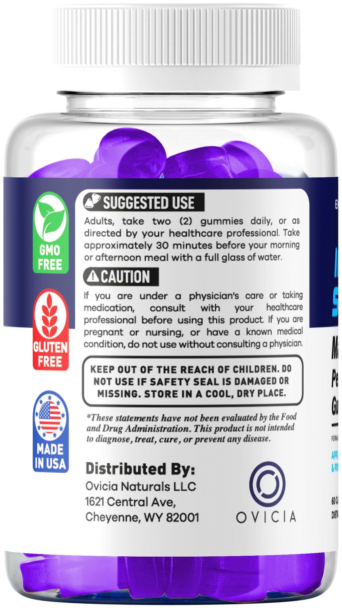 OVICIA Insta Surge XL Gummies en contexte sur une table
