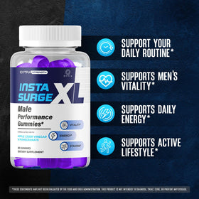 OVICIA Insta Surge XL Gummies étiquette avec ingrédients et dosage