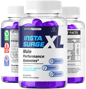 OVICIA Insta Surge XL Gummies pot de 60 gummies sur fond neutre