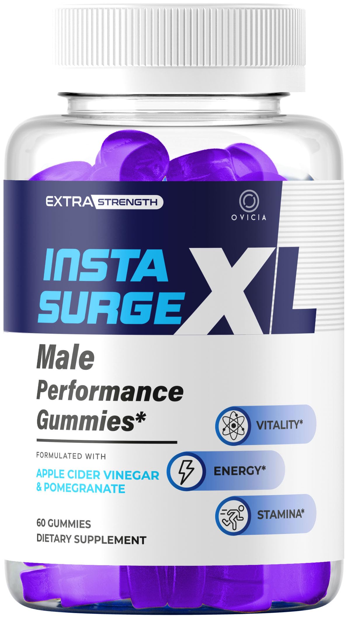 OVICIA Insta Surge XL Gummies pot de 60 gummies vue de face