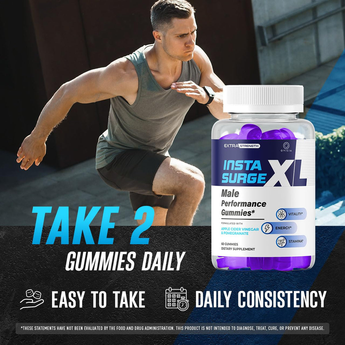 OVICIA Insta Surge XL Gummies pot ouvert avec gummies visibles