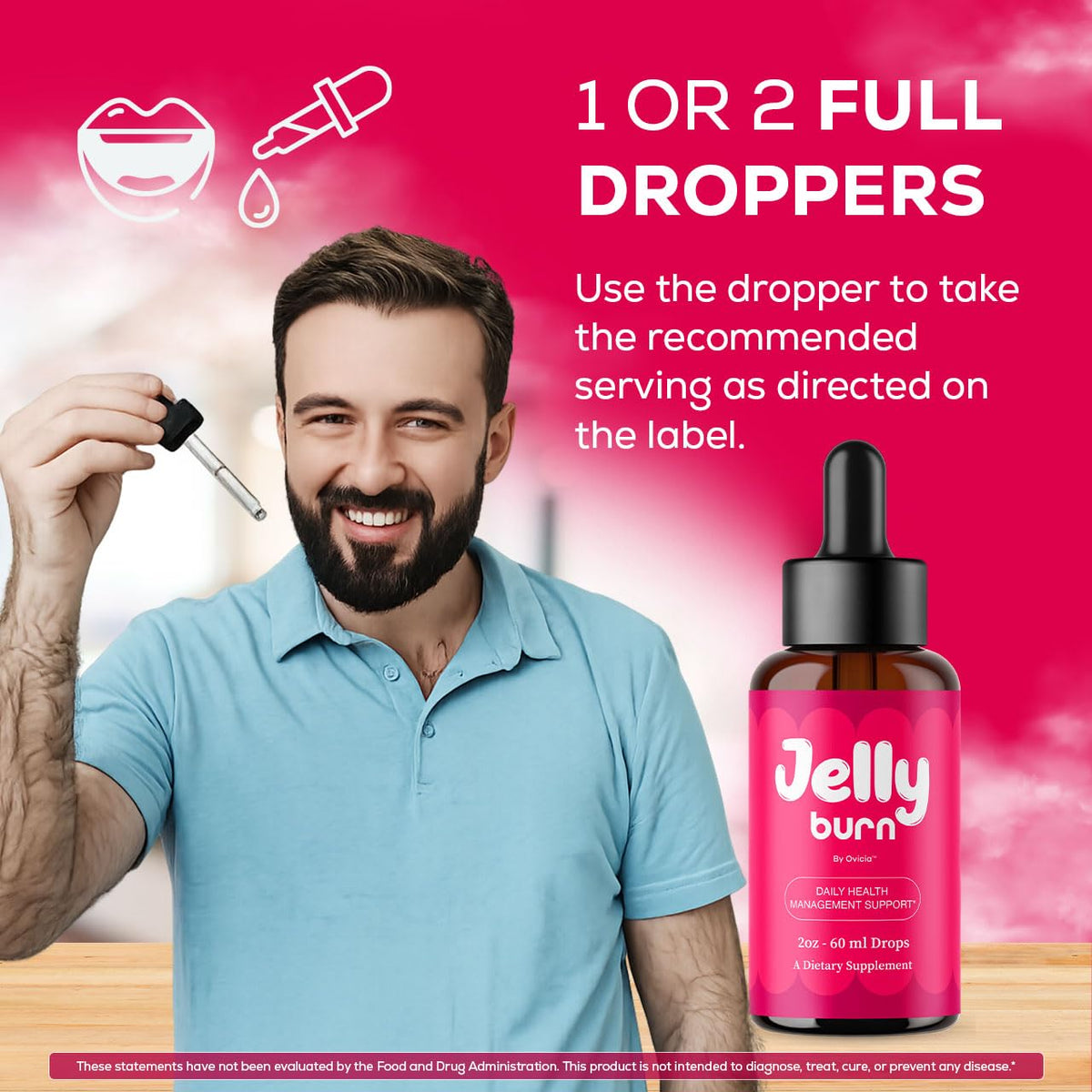 OVICIA Jelly Burn Drops 5 flacons sur fond blanc