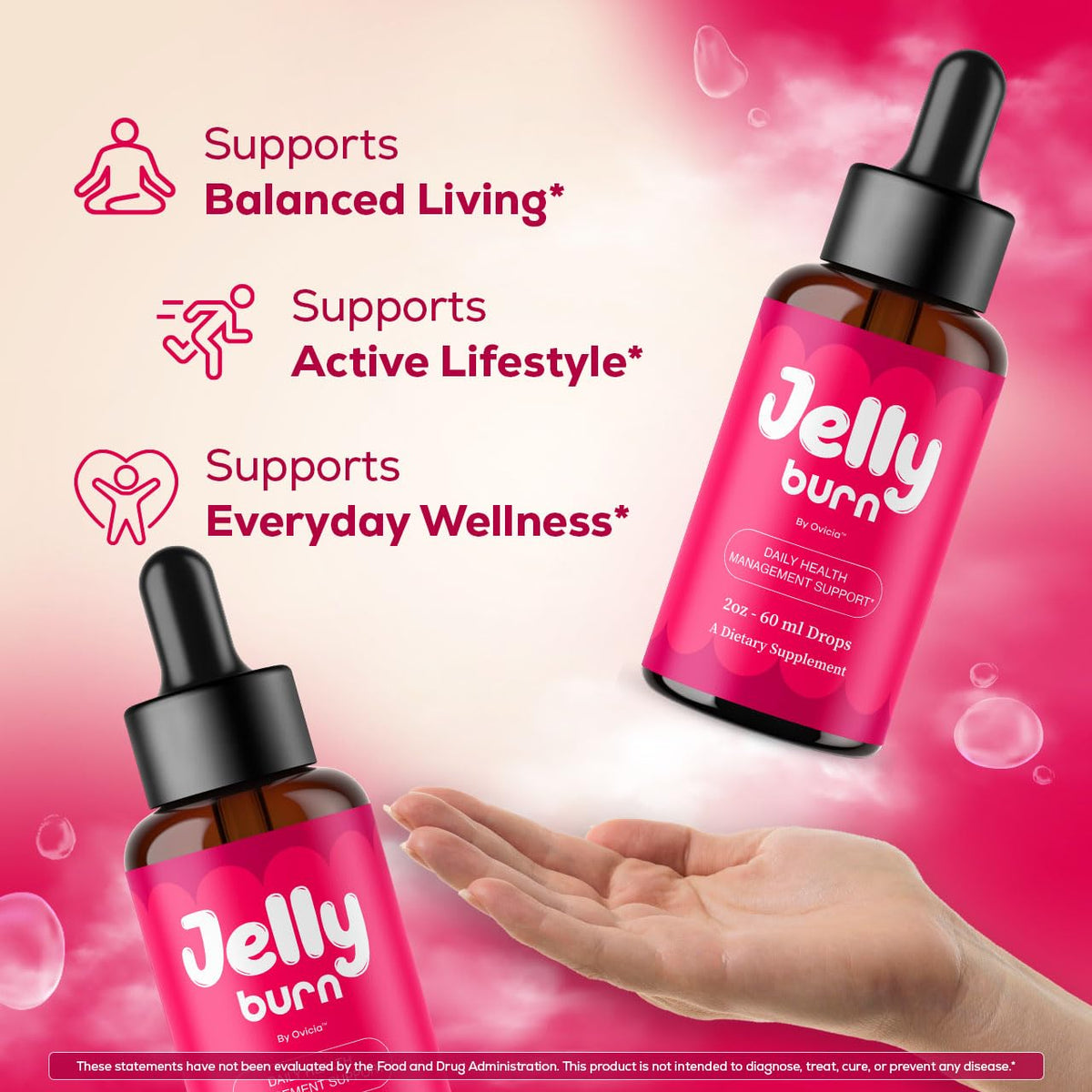 OVICIA Jelly Burn Drops flacon ouvert avec goutteur