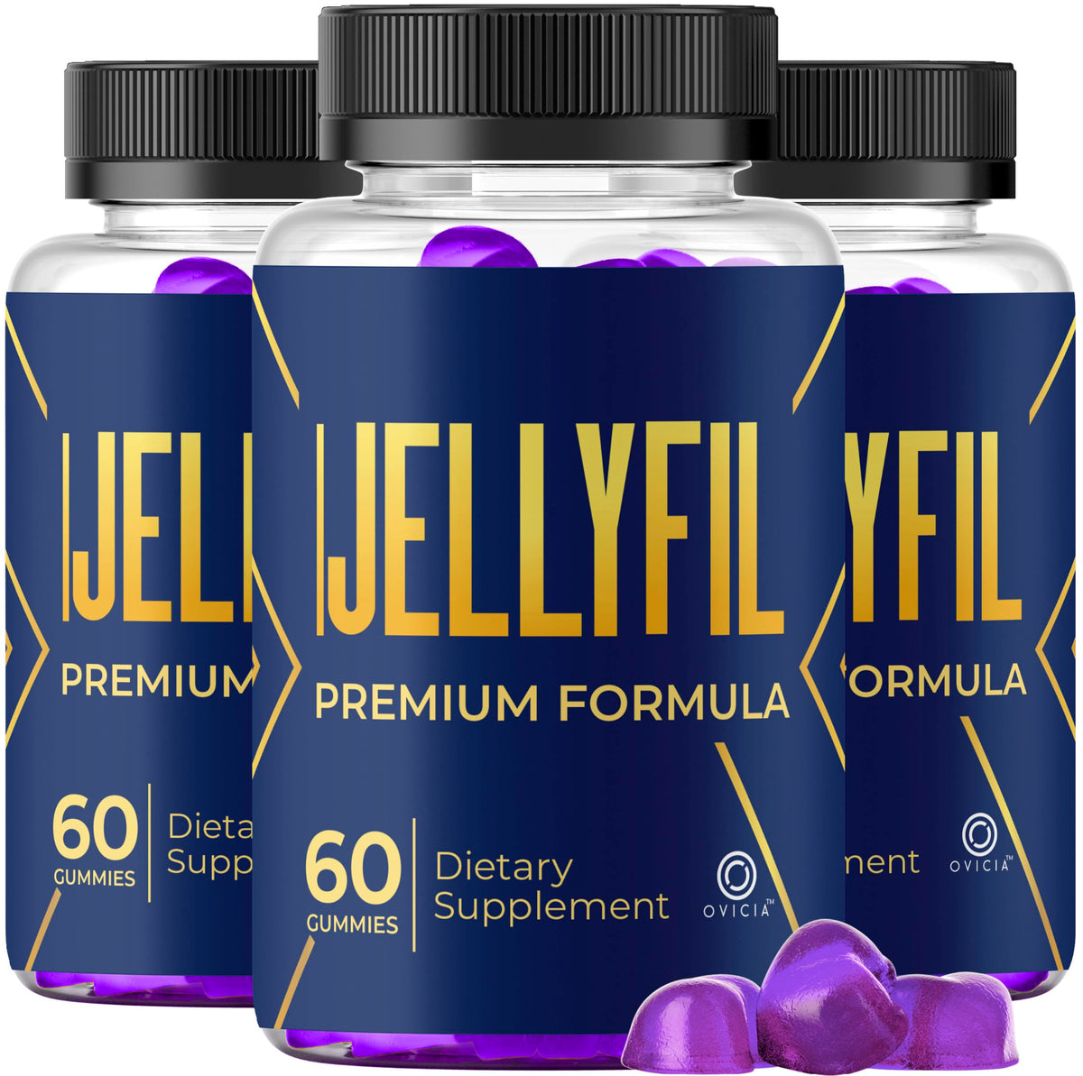 OVICIA Jellyfil Gummies Pack de 3, 180 Gummies pour le bien-être