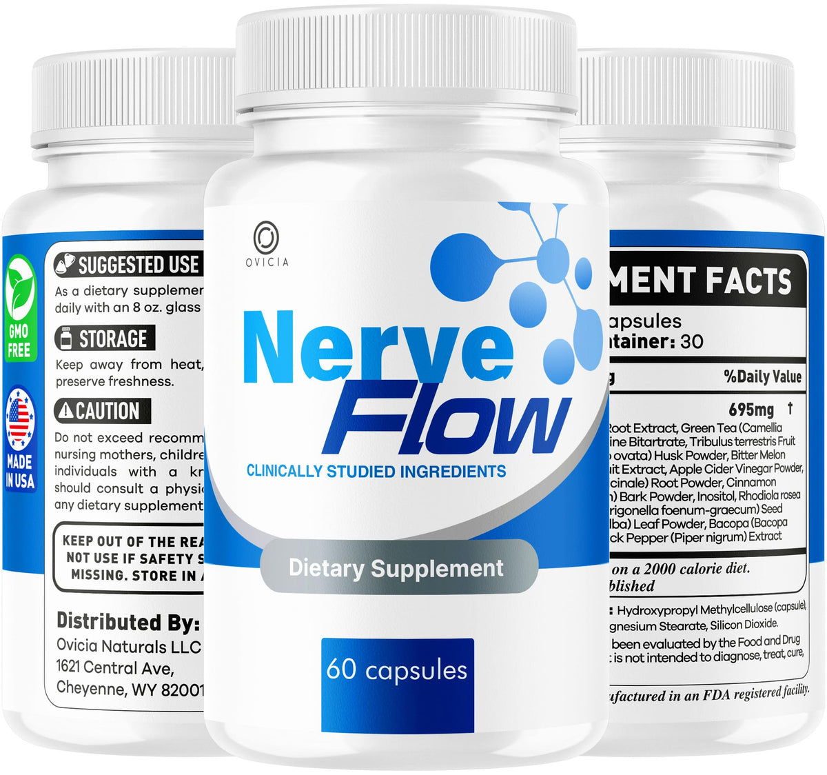 OVICIA Nerve Flow capsules, étiquette de composition