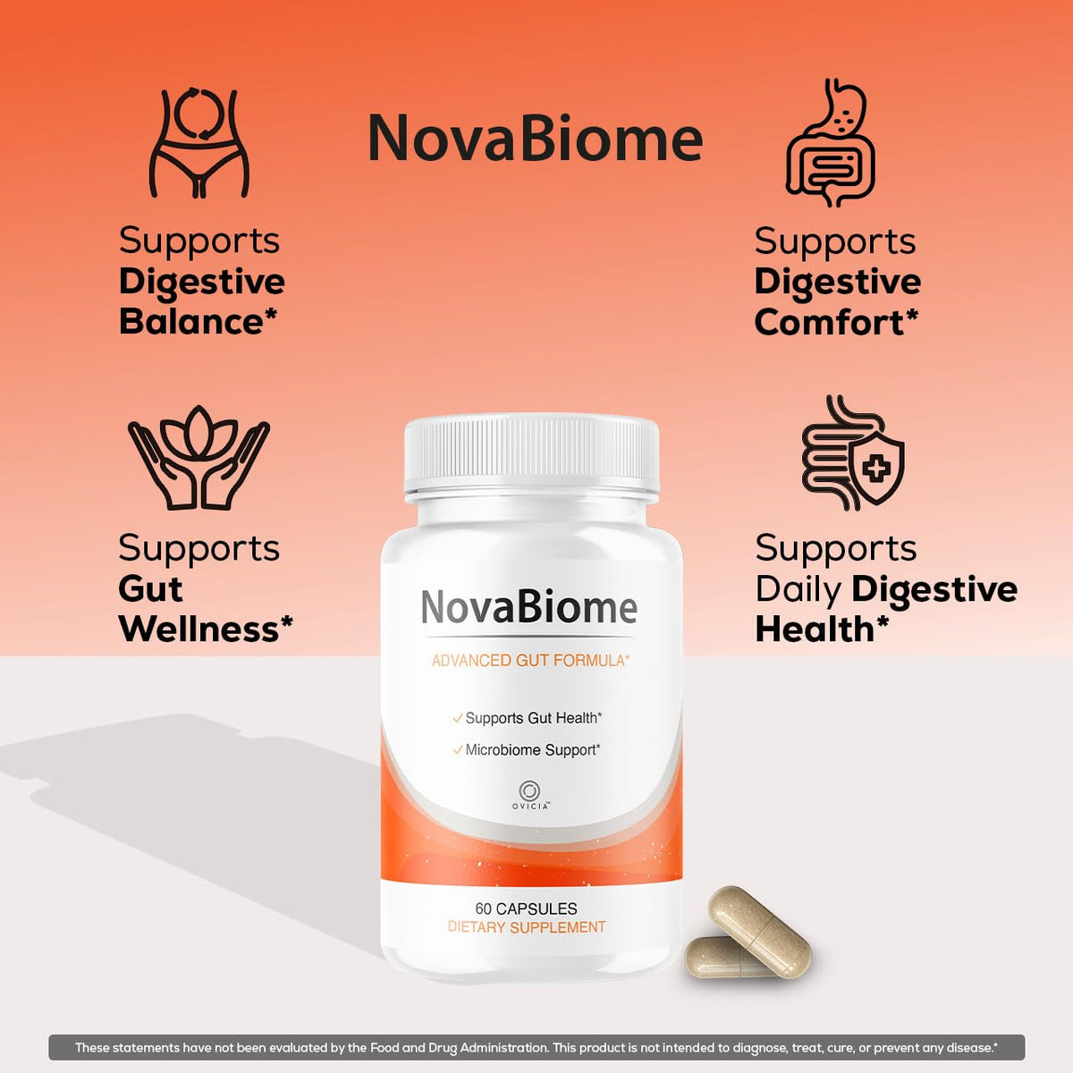 OVICIA NovaBiome Capsules vue latérale avec dosage