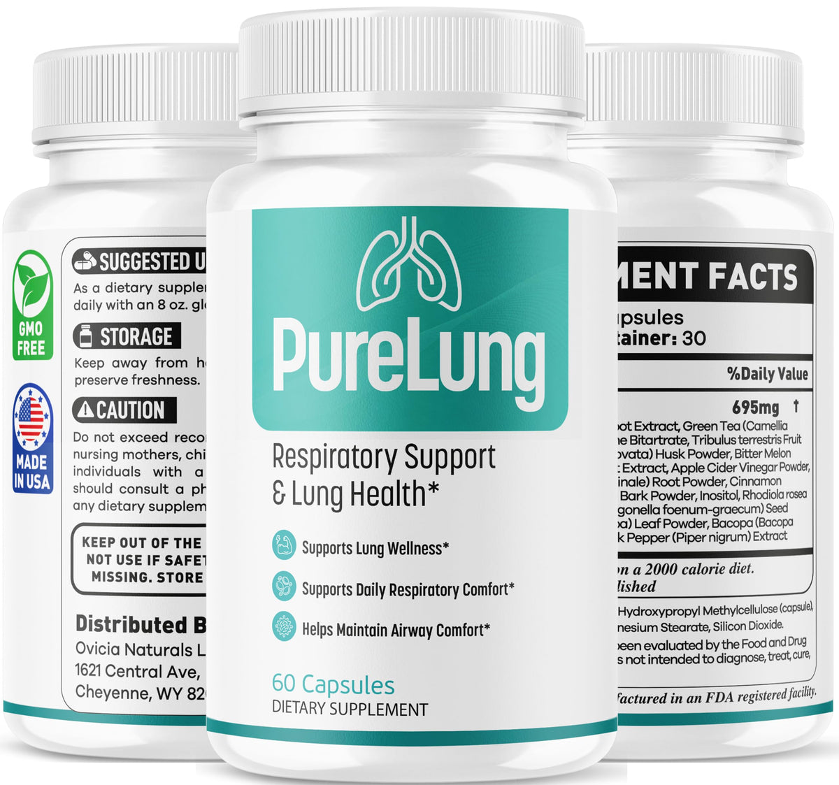 OVICIA PureLung Capsules 180 gélules sur table