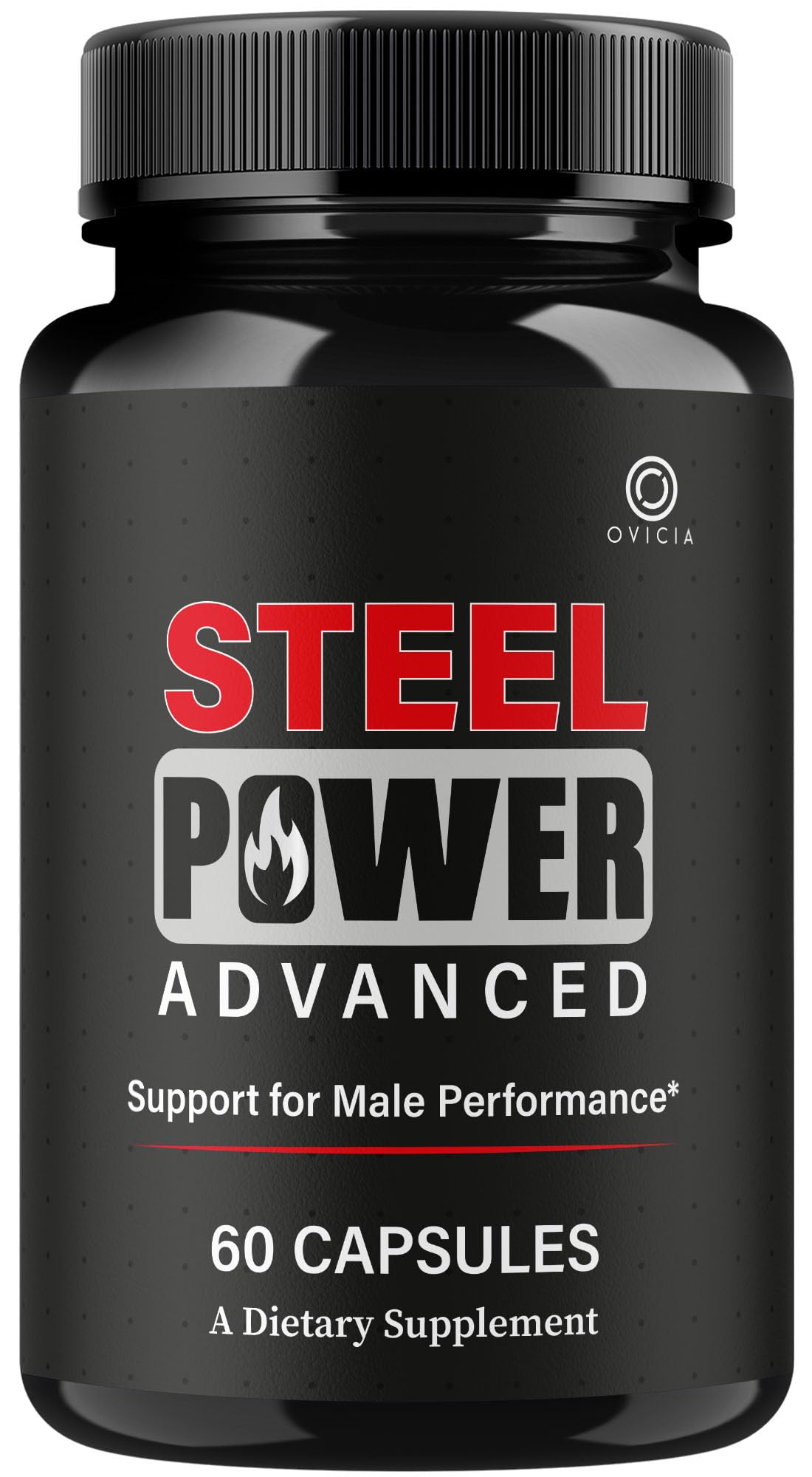 OVICIA Steel Power gélules avant avec étiquette et contenu