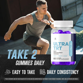 OVICIA Ultra TRT Gummies présentation avec arrière-plan naturel