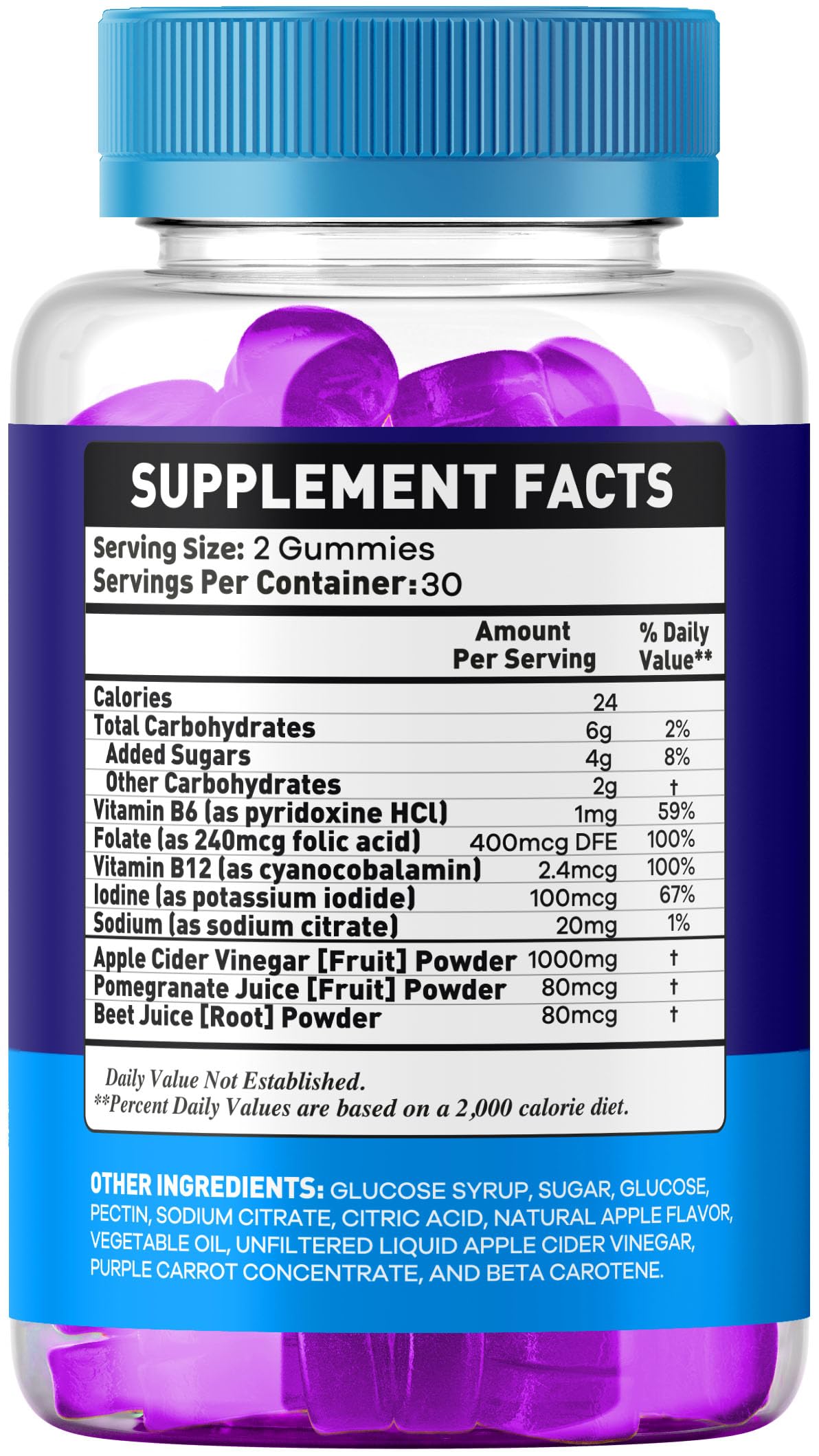 OVICIA Vital Health Gummies back view of packaging