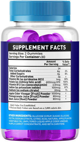 OVICIA Vital Health Gummies back view of packaging