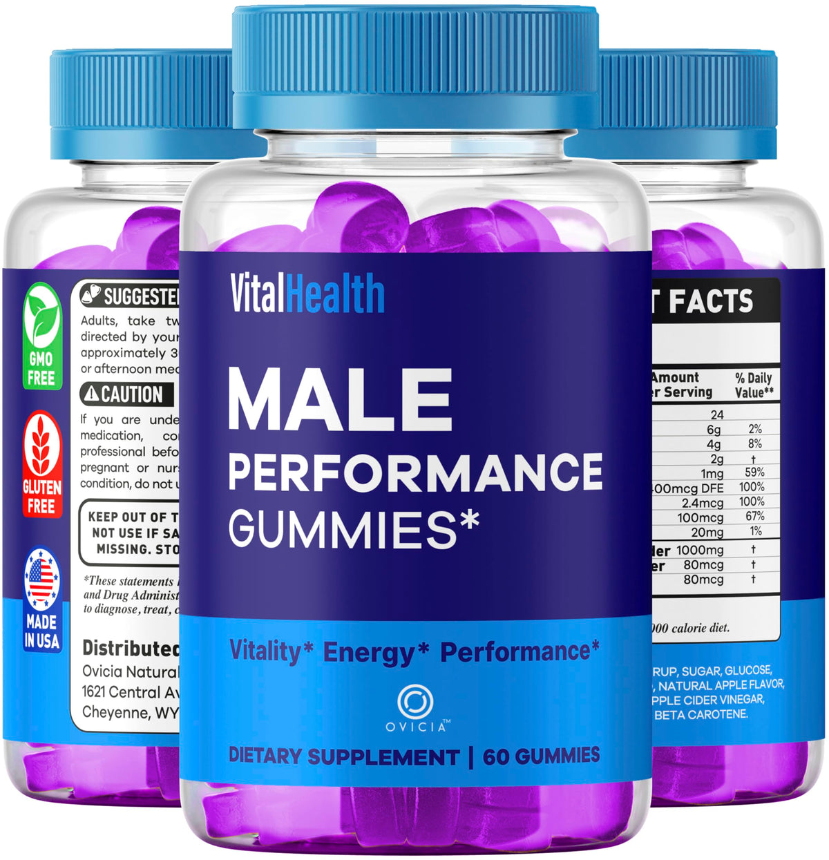 OVICIA Vital Health Gummies on a kitchen counter