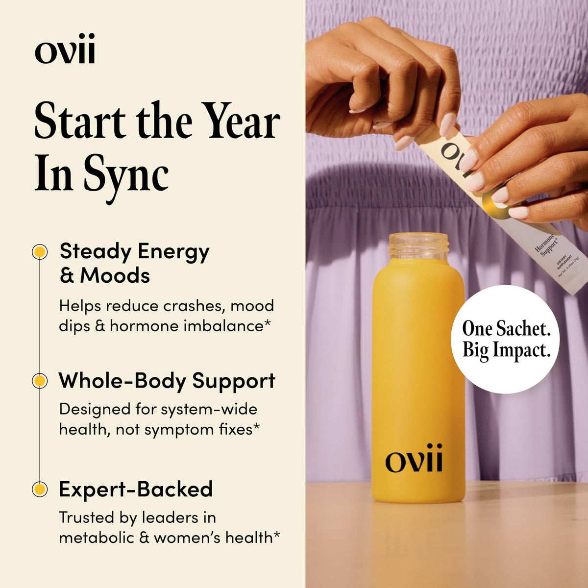Ovii Myo-Inositol poudre tropicale dans un verre