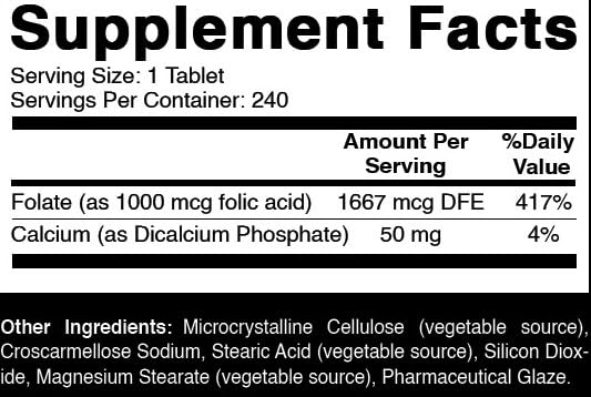 Oxify Acide Folique 240 comprimés contenant 1000 mcg par unité