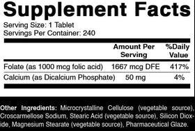 Oxify Acide Folique 240 comprimés contenant 1000 mcg par unité