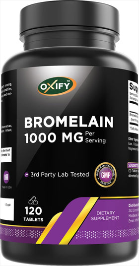 Oxify Bromelain 1000 MG 120 comprimés vue de face