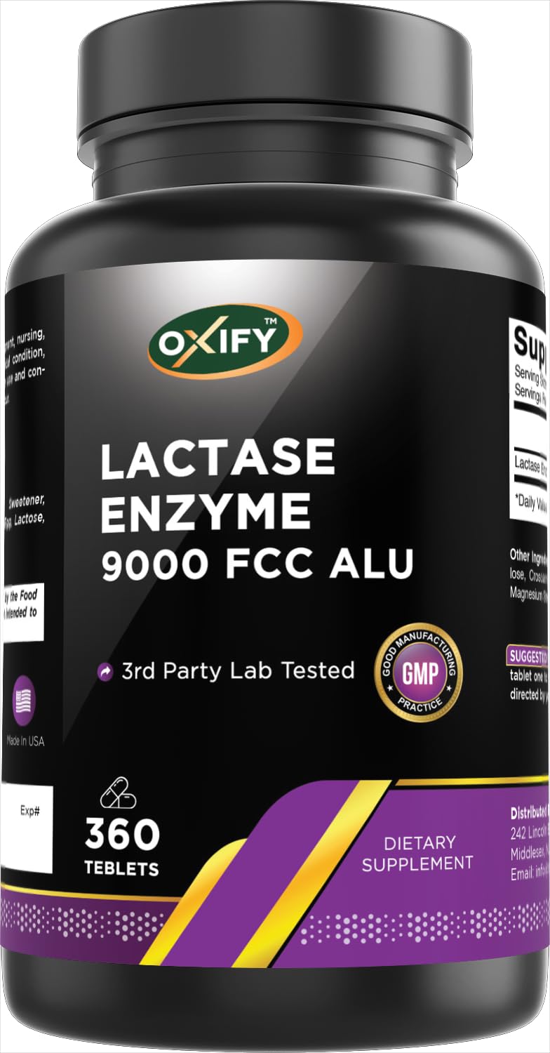 Oxify Lactase Enzyme 9000 FCC ALU 360 comprimés vue avant