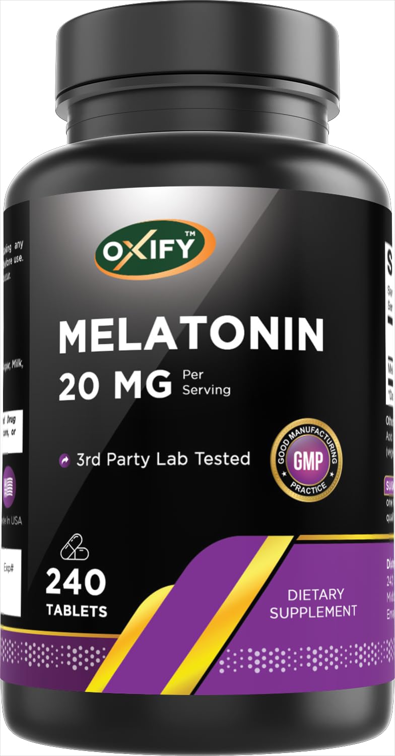 Oxify Mélatonine 20 mg 240 comprimés vue de face avec emballage