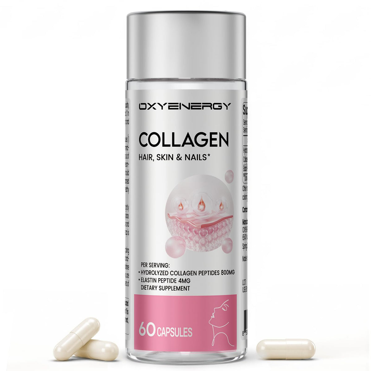 OxyEnergy capsules de collagène peptides 60 unités vue de face