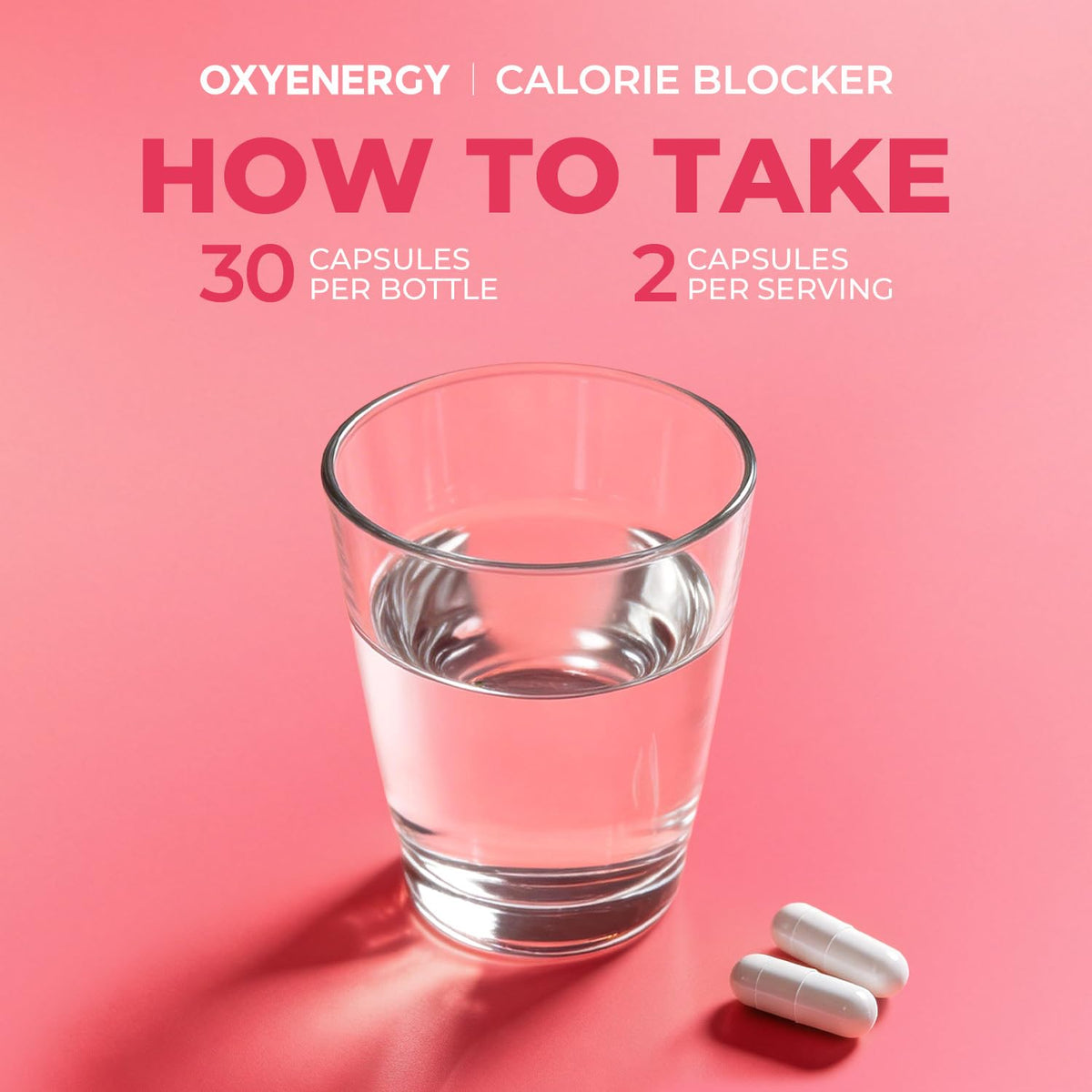 OxyEnergy Complément Alimentaire 6-en-1 capsules avec un verre d'eau