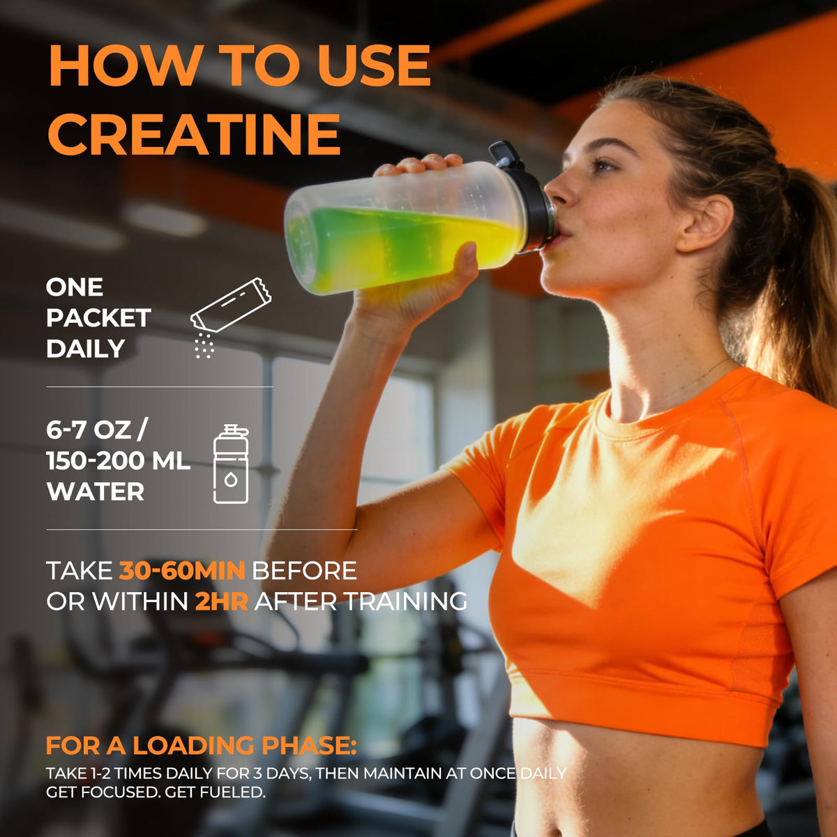 OxyEnergy Poudre de Créatine Monohydrate 4-en-1 en utilisation pendant l'entraînement