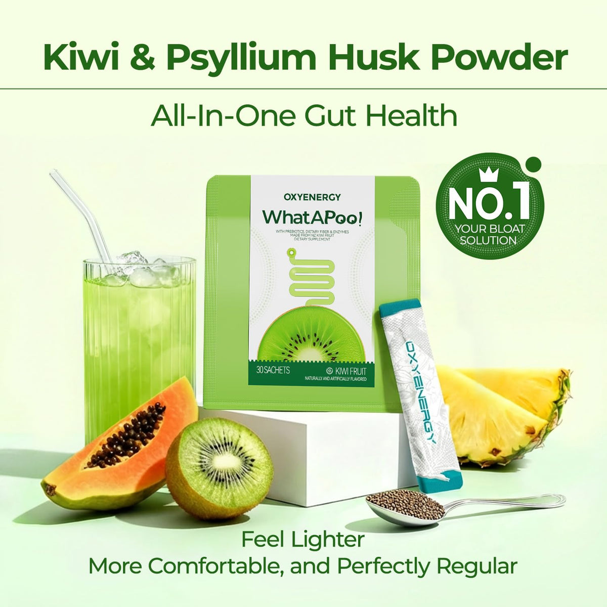 OxyEnergy Poudre de Psyllium Bio Kiwi 270g emballage