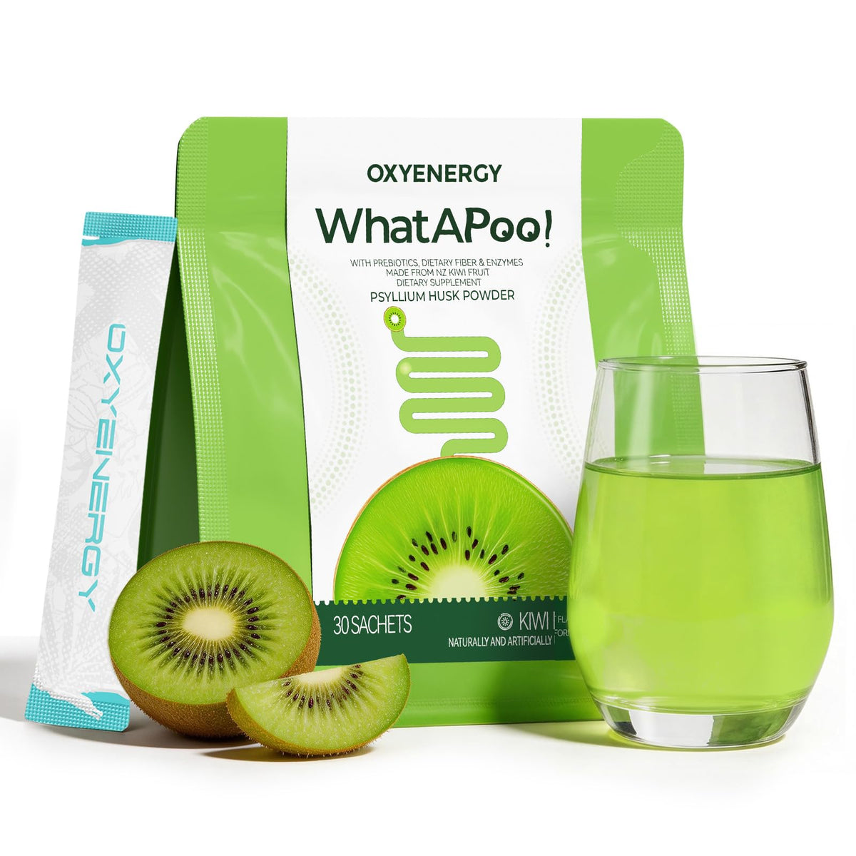 OxyEnergy Poudre de Psyllium Bio Kiwi 270g sachets individuels