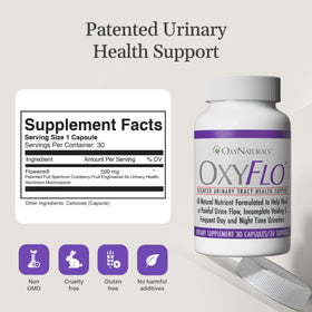 OxyNaturals flacon avec étiquette claire et ingrédients listés