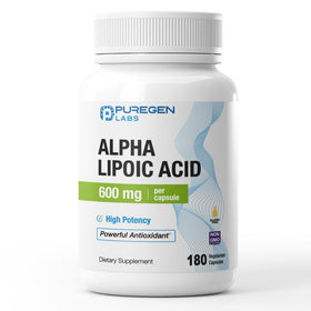 P Puregen Labs Acide alpha-lipoïque 600 mg avant du flacon