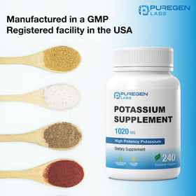 P Puregen Labs Bicarbonate de Potassium sur fond blanc