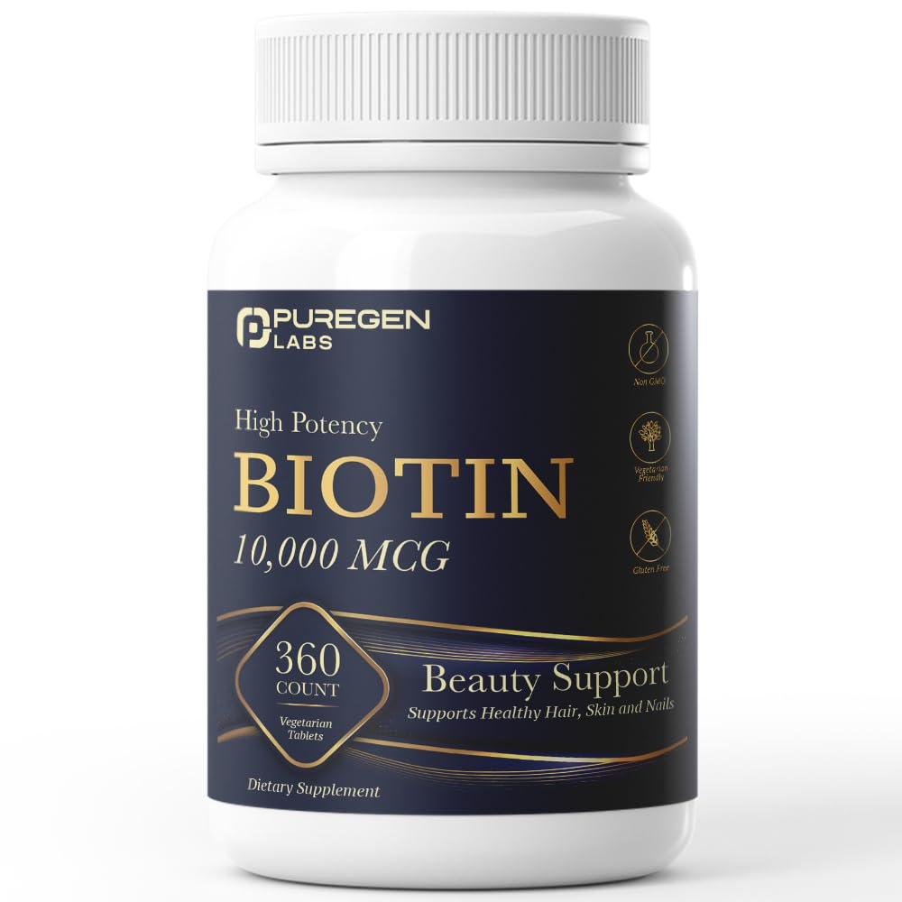 P Puregen Labs Biotine 10 000 MCG comprimés végétariens, vue avant