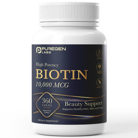 P Puregen Labs Biotine 10 000 MCG comprimés végétariens, vue avant