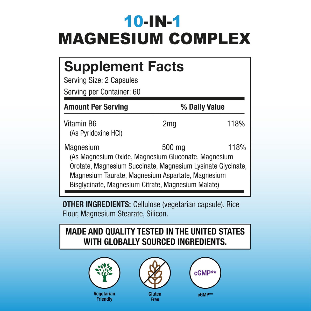 P Puregen Labs Complexe de Magnésium 10 en 1 500mg arrière