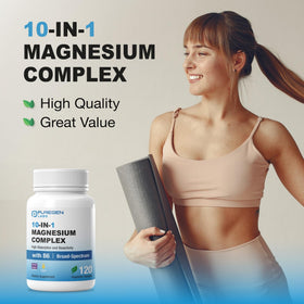 P Puregen Labs Complexe de Magnésium 10 en 1 500mg avec tableau des ingrédients